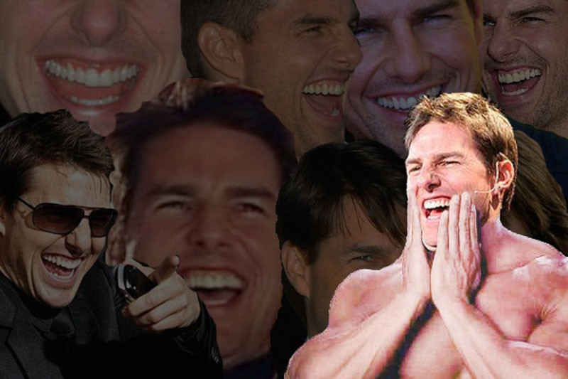 Tom Cruise laugh!Many Tom Cruise laughing faces in one meme photo.Tom Cru.....