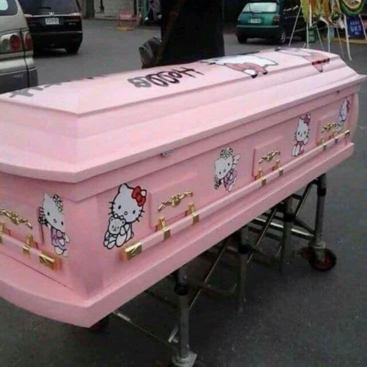 Cute pink Hello Kitty coffin