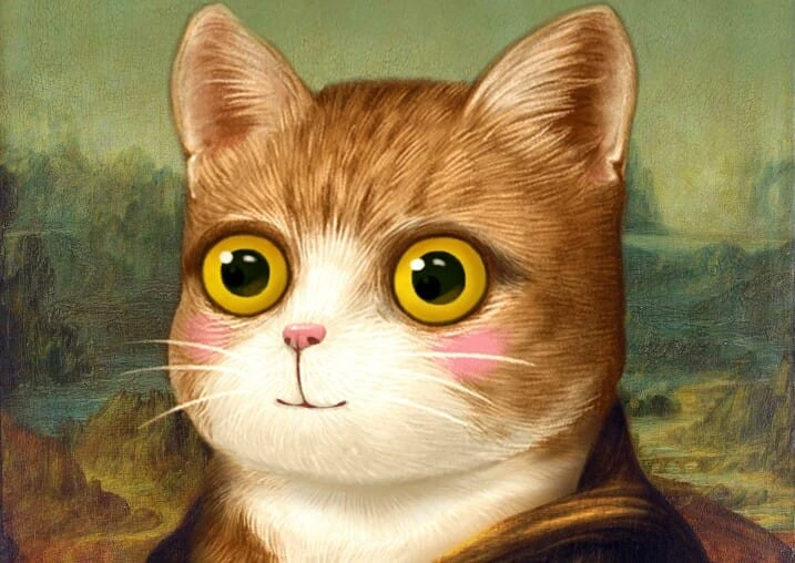 Mona Lisa cute cat face meme