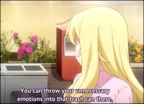 You can throw your unnecessary emotions into that trash can there anime girl meme