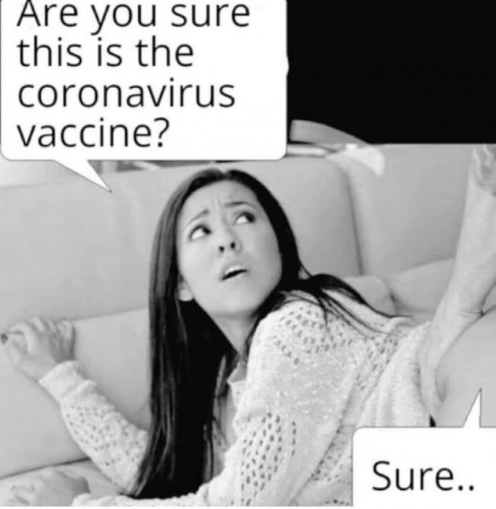 Are you sure this is the coronavirus vaccine? Nervous girl looking back meme